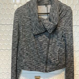 Express Marled Gray Knit Moto Jacket